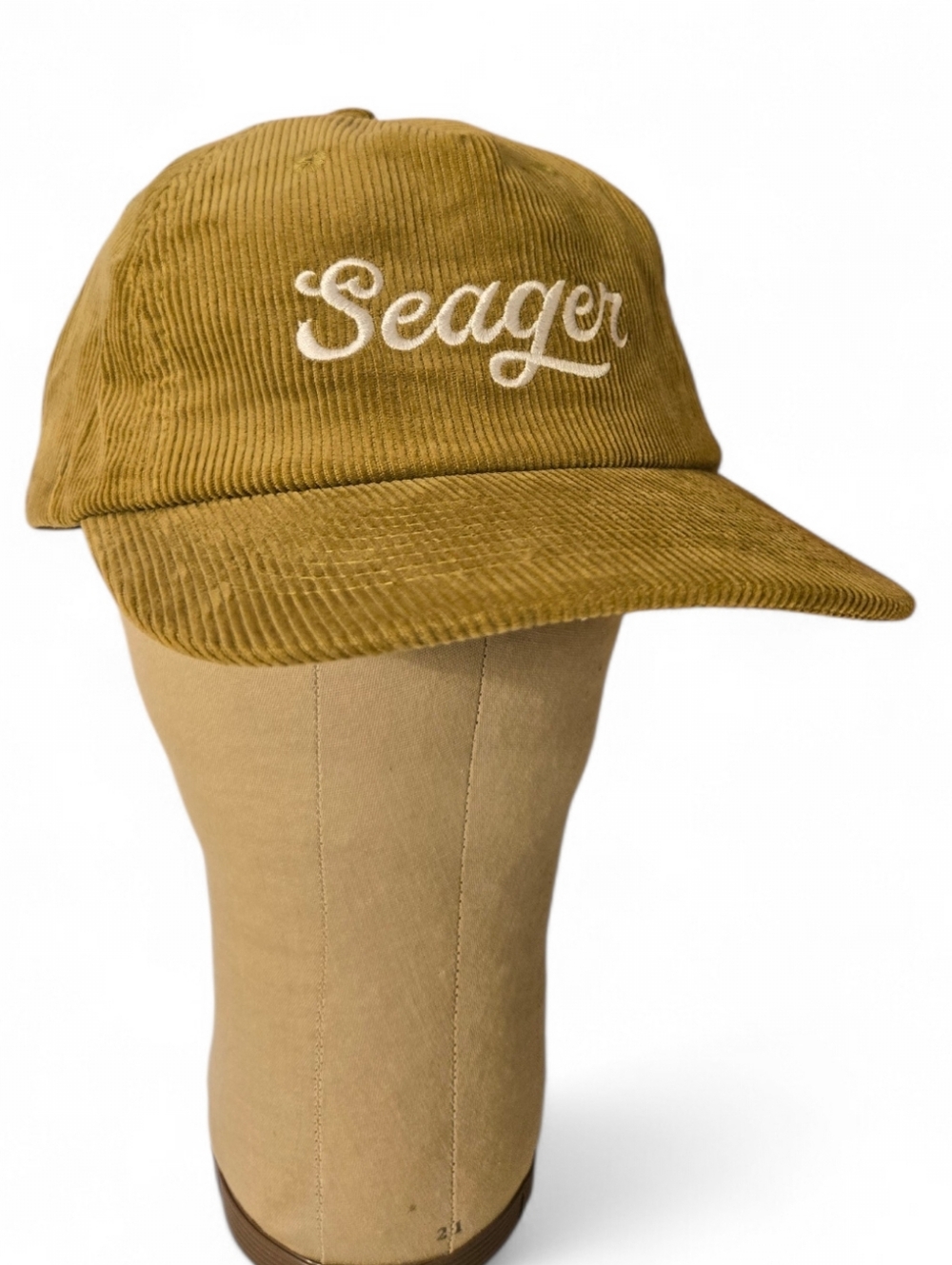 Seager Big Moss Olive Corduroy Hat Cap Green Western Outdoor Snap Back